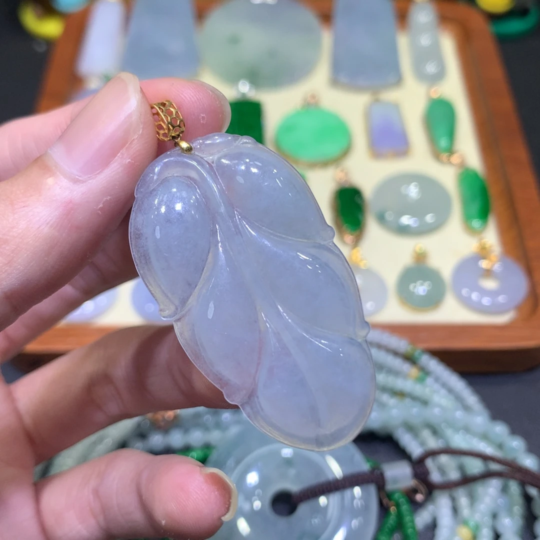 翡翠18K金镶嵌吊坠(不含链)