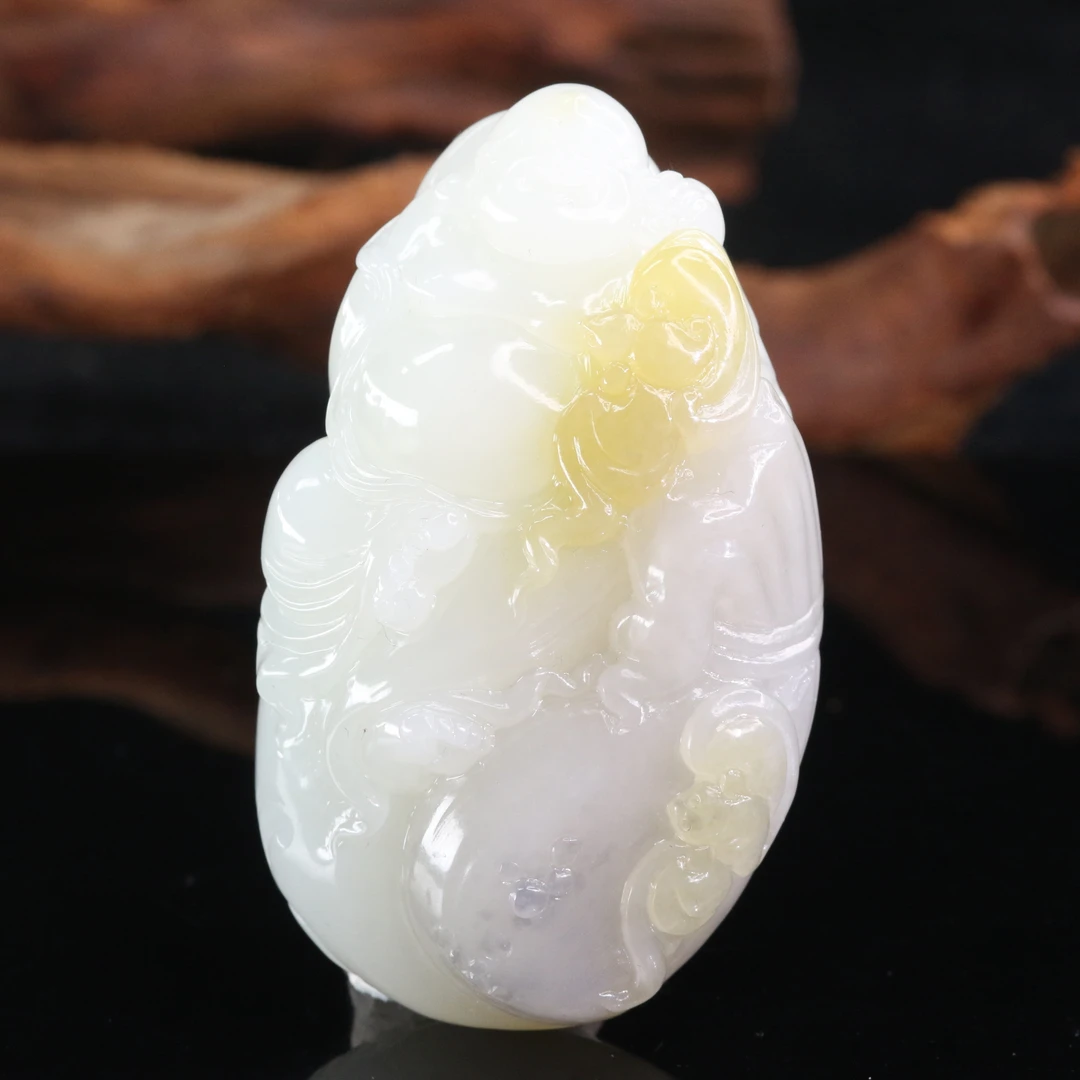 lot55和田玉三彩料布袋佛吊坠/000523厦门保利拍卖