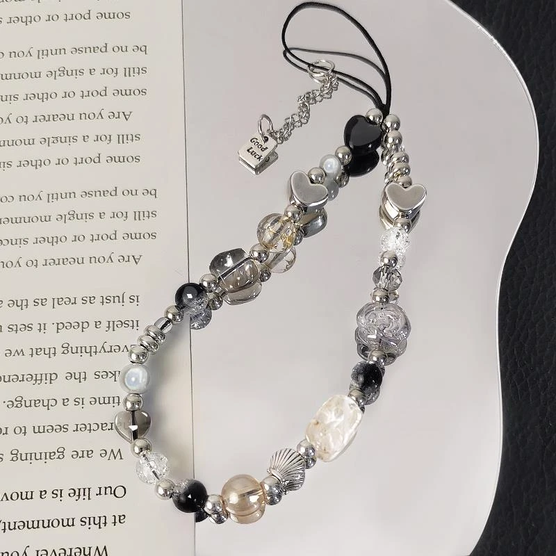 ins甜酷手机链短款小众黑白色系复古挂绳ccd相机挂件手机壳通用女