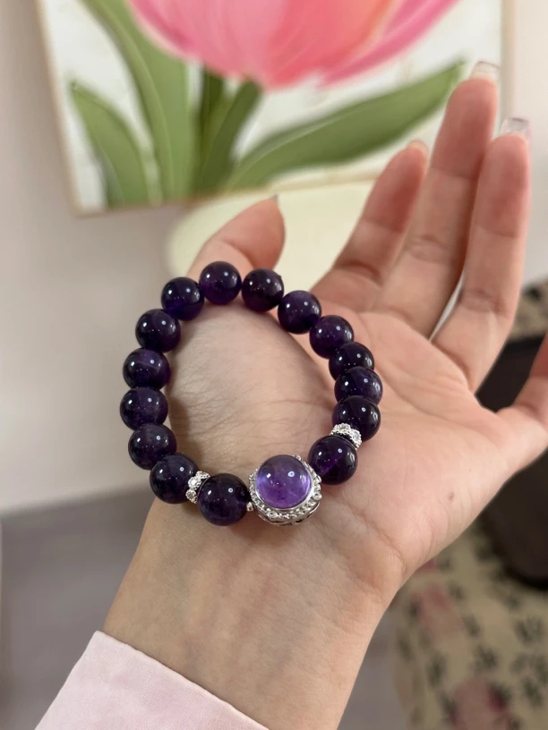 合成金属手链 【绝绝紫】乌拉圭紫色水晶手串 送女友