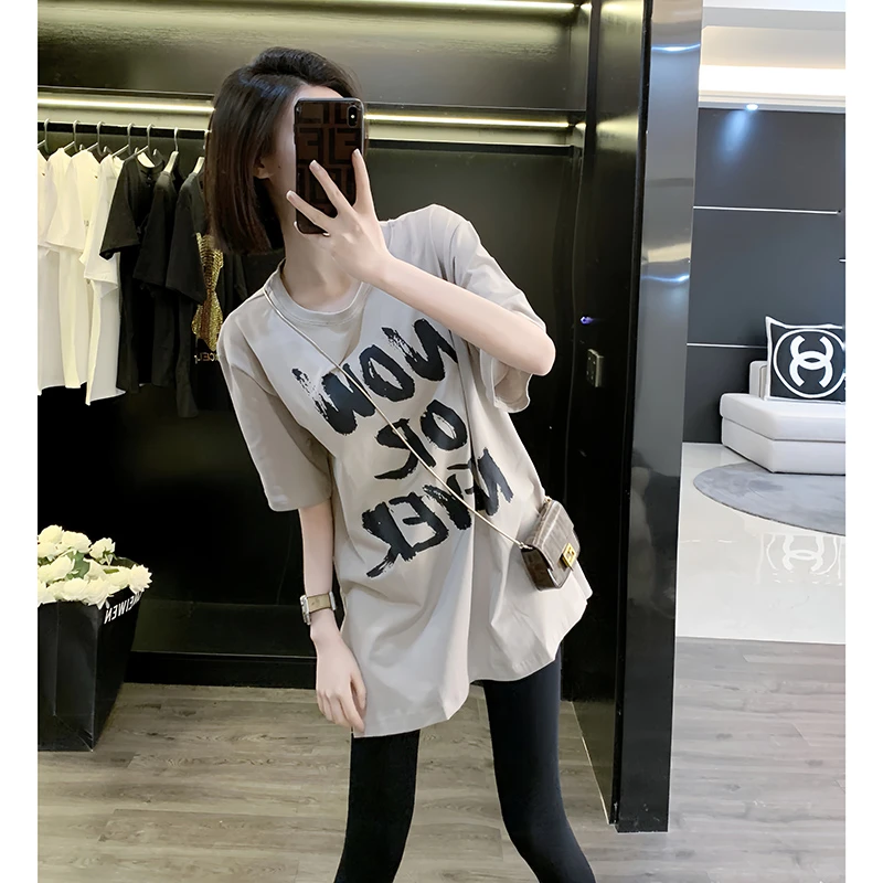 卡其色短袖t恤女夏季2025新款宽松版洋气减龄显瘦美式复古上衣