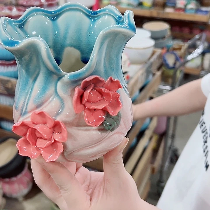 有孔.凑满10元发货多肉陶瓷花盆！