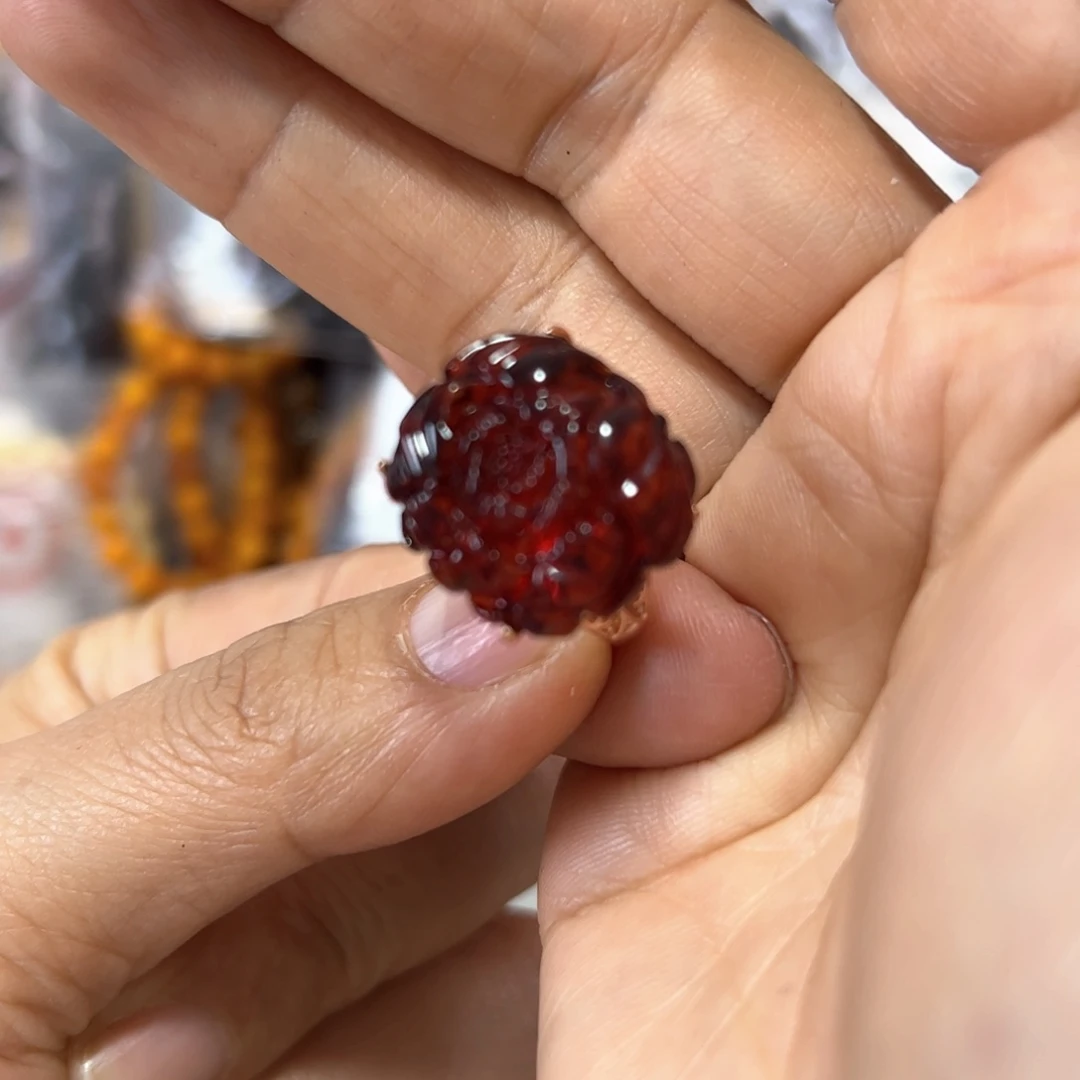 琥珀珠宝奇石银S925镶嵌893