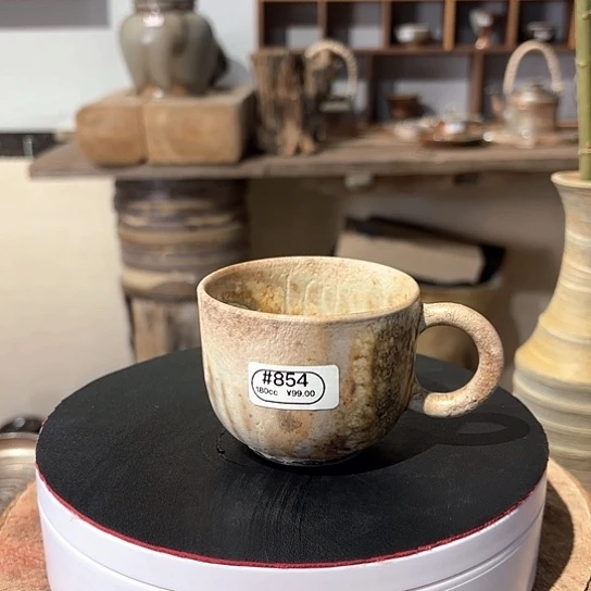 #854柴烧裸烧结晶花马克杯咖啡杯细微失圆不喜勿拍