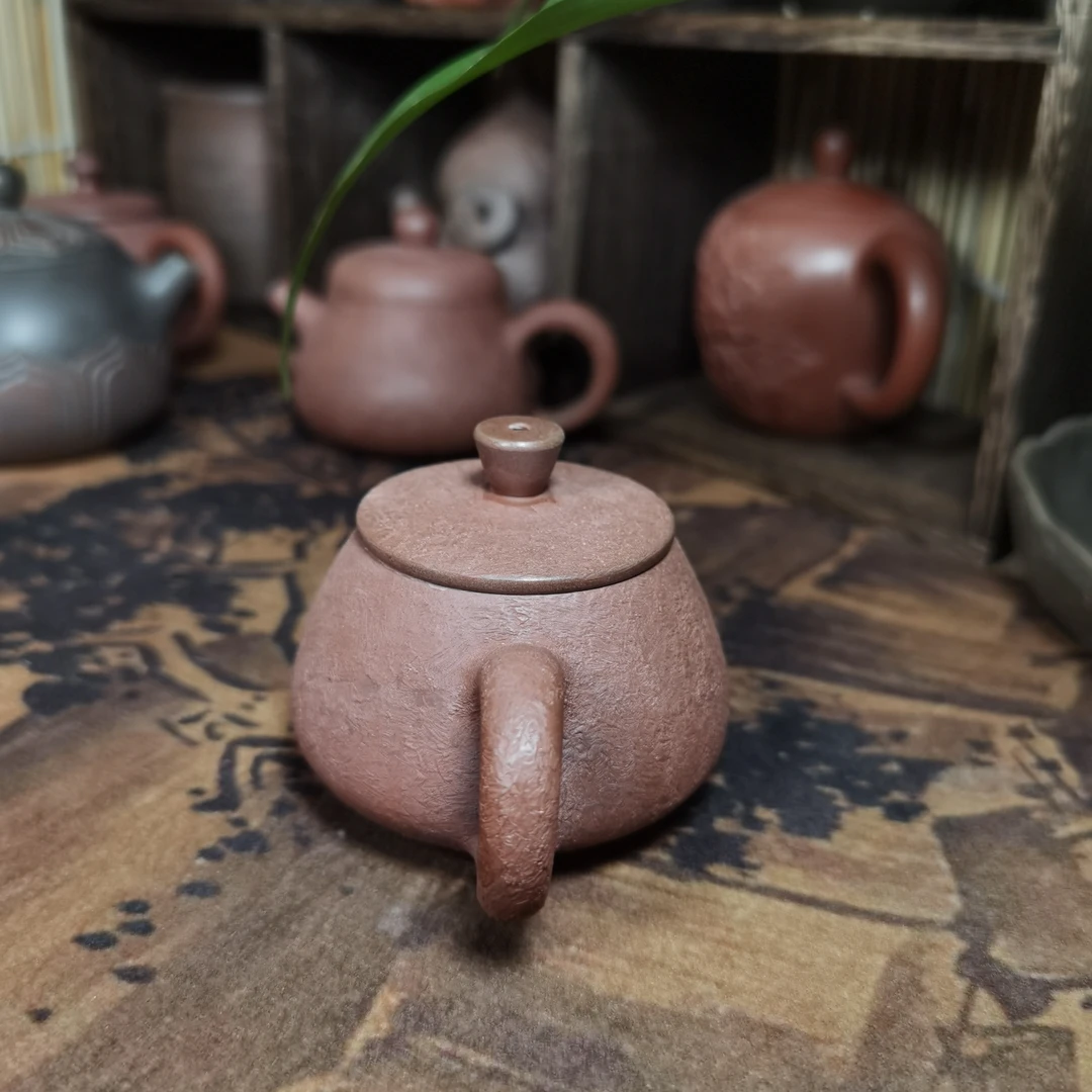 广西钦州坭兴陶小品壶宽口石瓢小容量80cc原矿陶土全手工制作茶壶