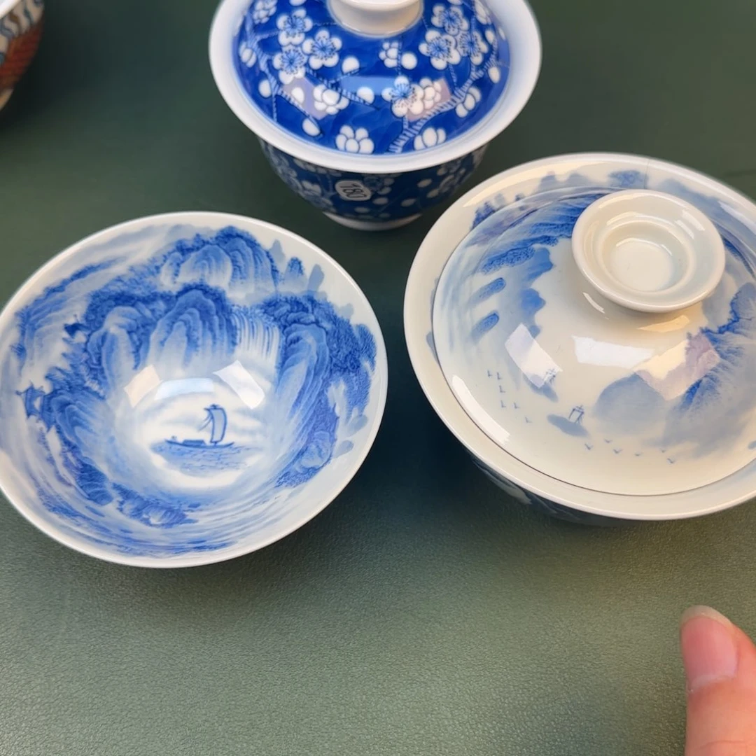 S****s彦祖纯手工手绘茶具三件套九本老师盖碗和杯子