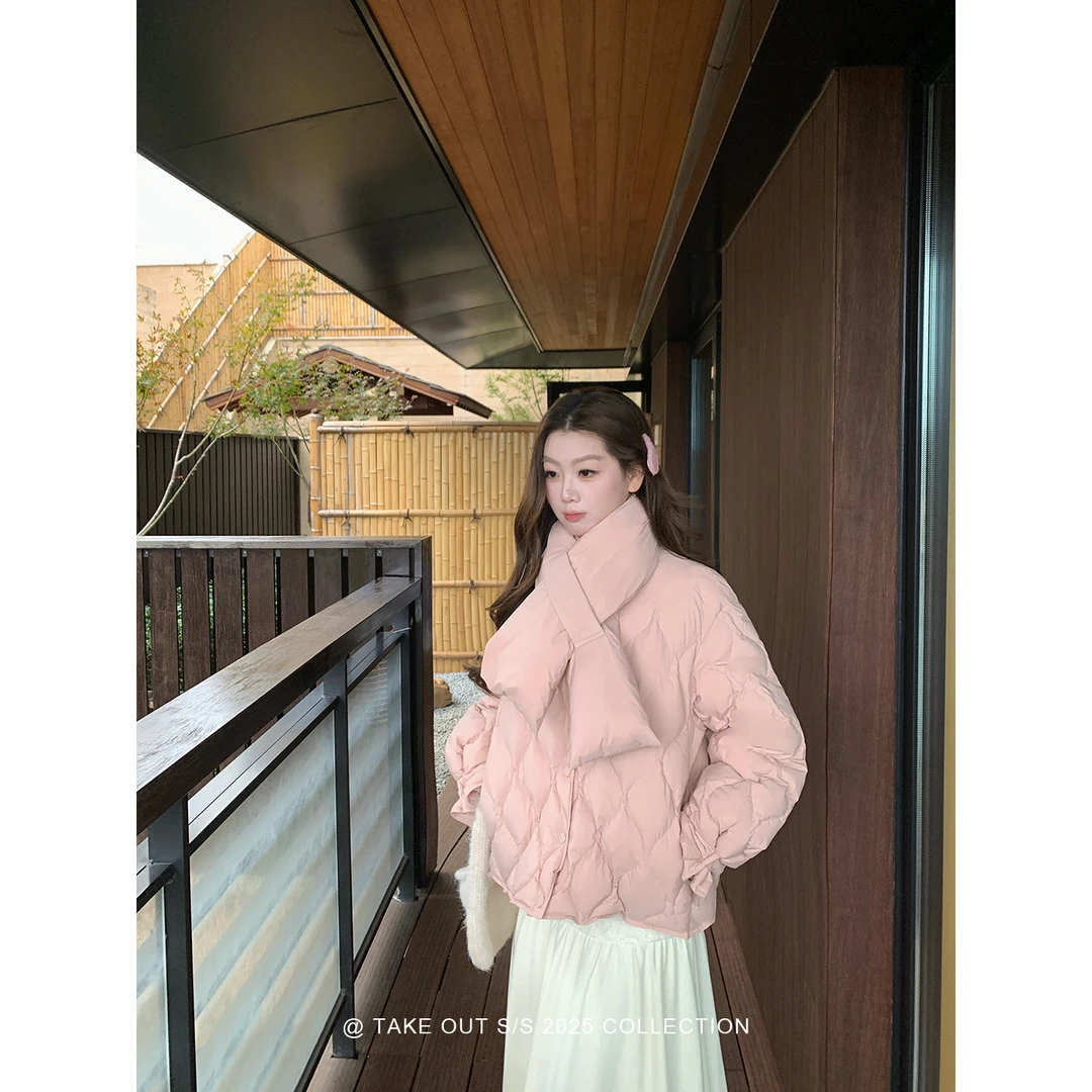 外卖到了 11/24软心泡芙 可拆卸围脖白鸭绒加厚羽绒服WM5PSW11