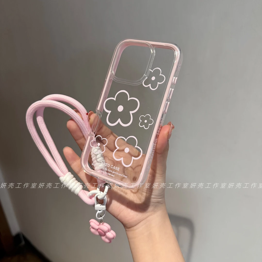 韩系清透满屏花朵适用iphone16promax苹果15pro手机壳14二合一13