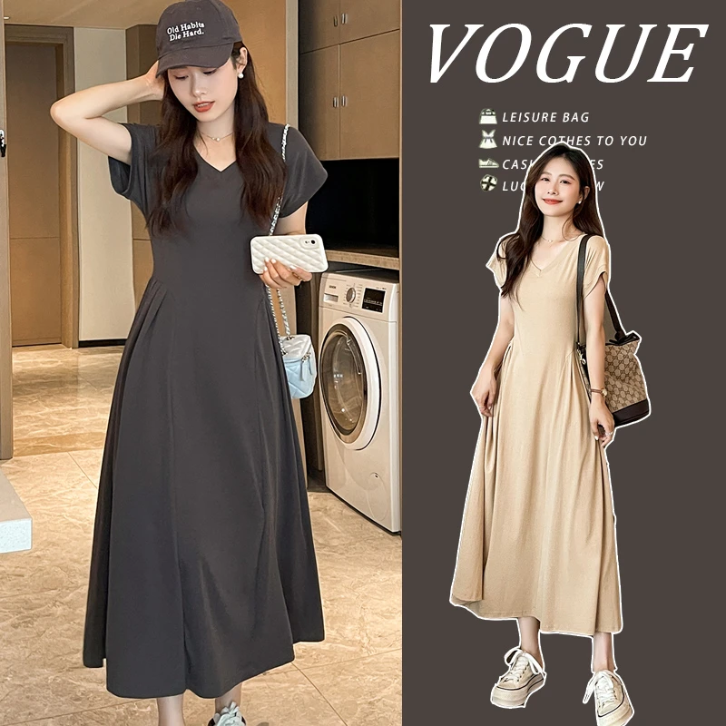 「圈圈优选」2025新款夏季孕妇连衣裙气质小个子百褶裙女中长款夏装