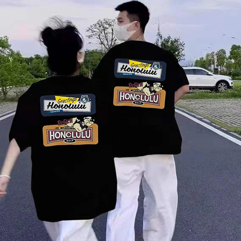 青少年纯棉短袖t恤男女同款大码上衣潮牌情侣装半袖学生宽松T恤衫