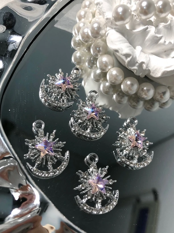 雨宝严选· DIY  P498 银粉色星芒单吊吊坠DIY