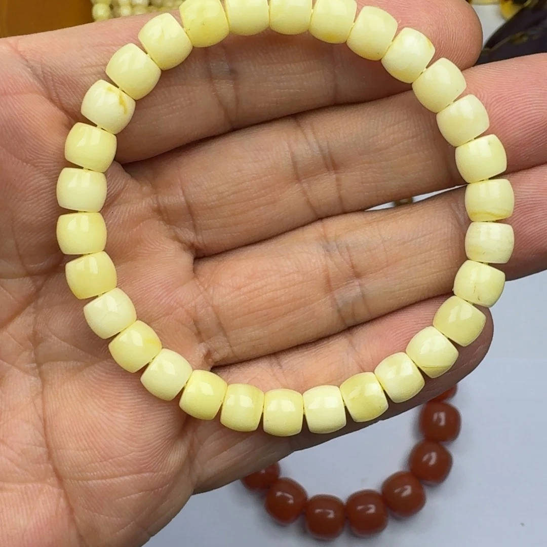 琥珀未镶嵌手链蜜蜡琥珀白蜡单圈
