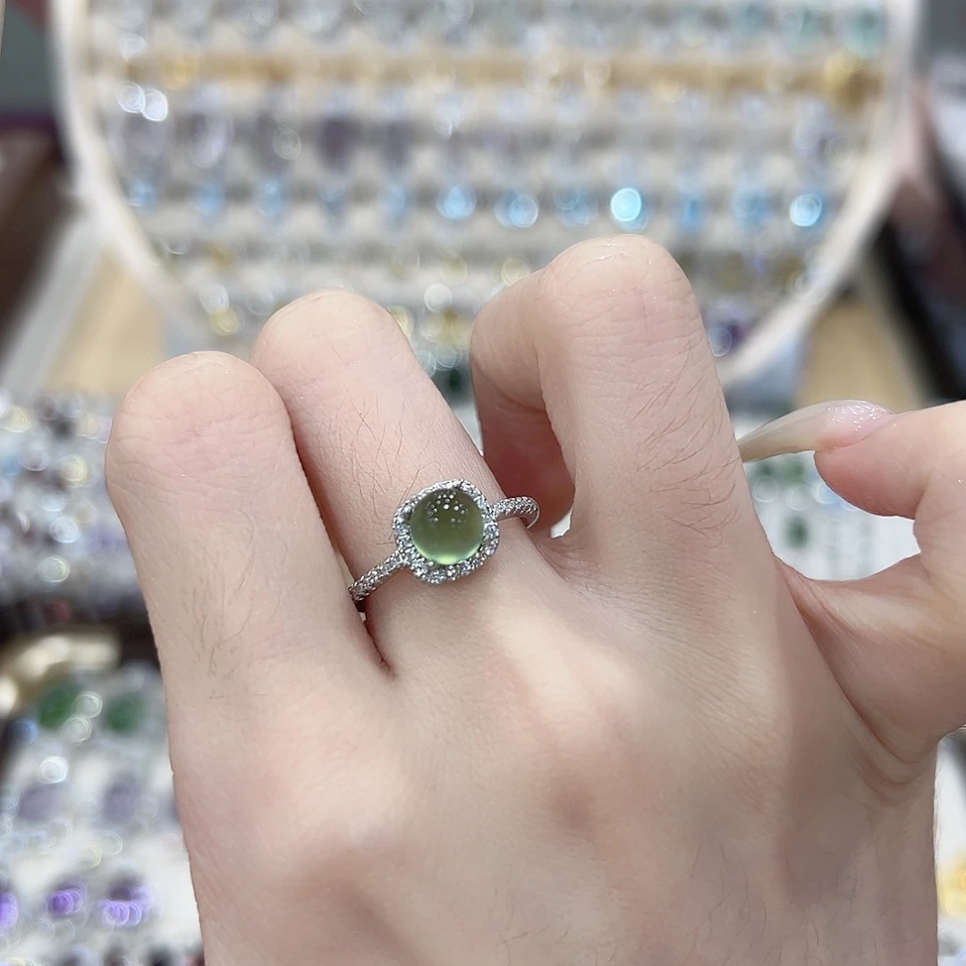 成****岫玉银S925镶嵌戒指