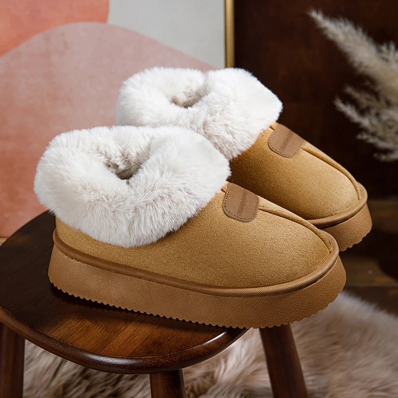 厚底保暖防滑雪地靴男士冬季新款外穿加绒加厚软底包跟一脚蹬棉鞋