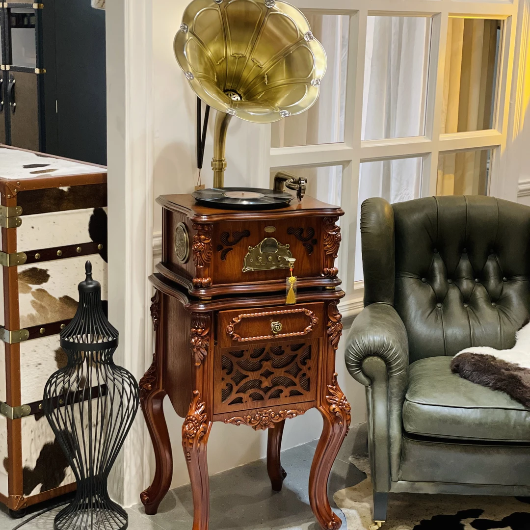 高端雕花工艺留声机客厅办公室家用豪宅别墅展厅摆件