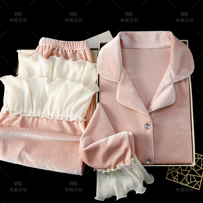 【礼盒装】金丝绒睡衣女春秋冬季甜美家居服送闺蜜女朋友生日礼物