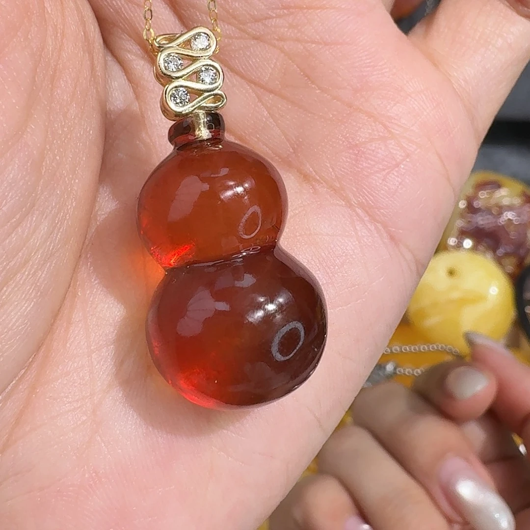 琥珀足金镶嵌裸石我