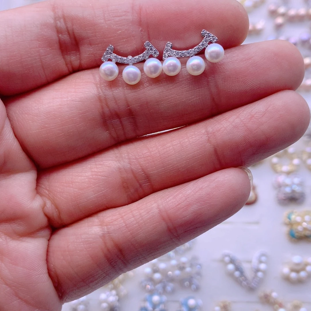 合金淡水珍珠耳饰