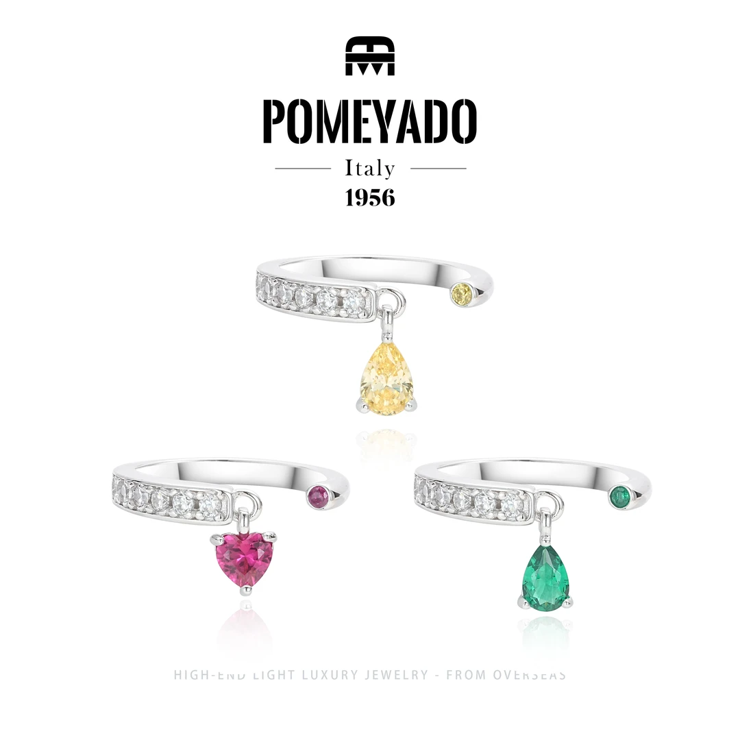 925银【暮光曲调】欧美高级设计款时尚水滴活口戒F0602