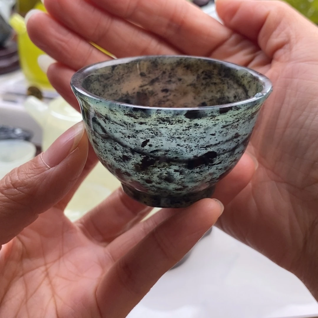 岫玉未镶嵌四大名玉茶杯60cc