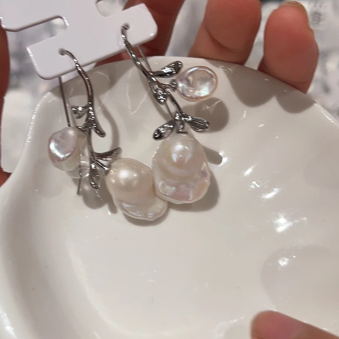 合金淡水珍珠耳饰