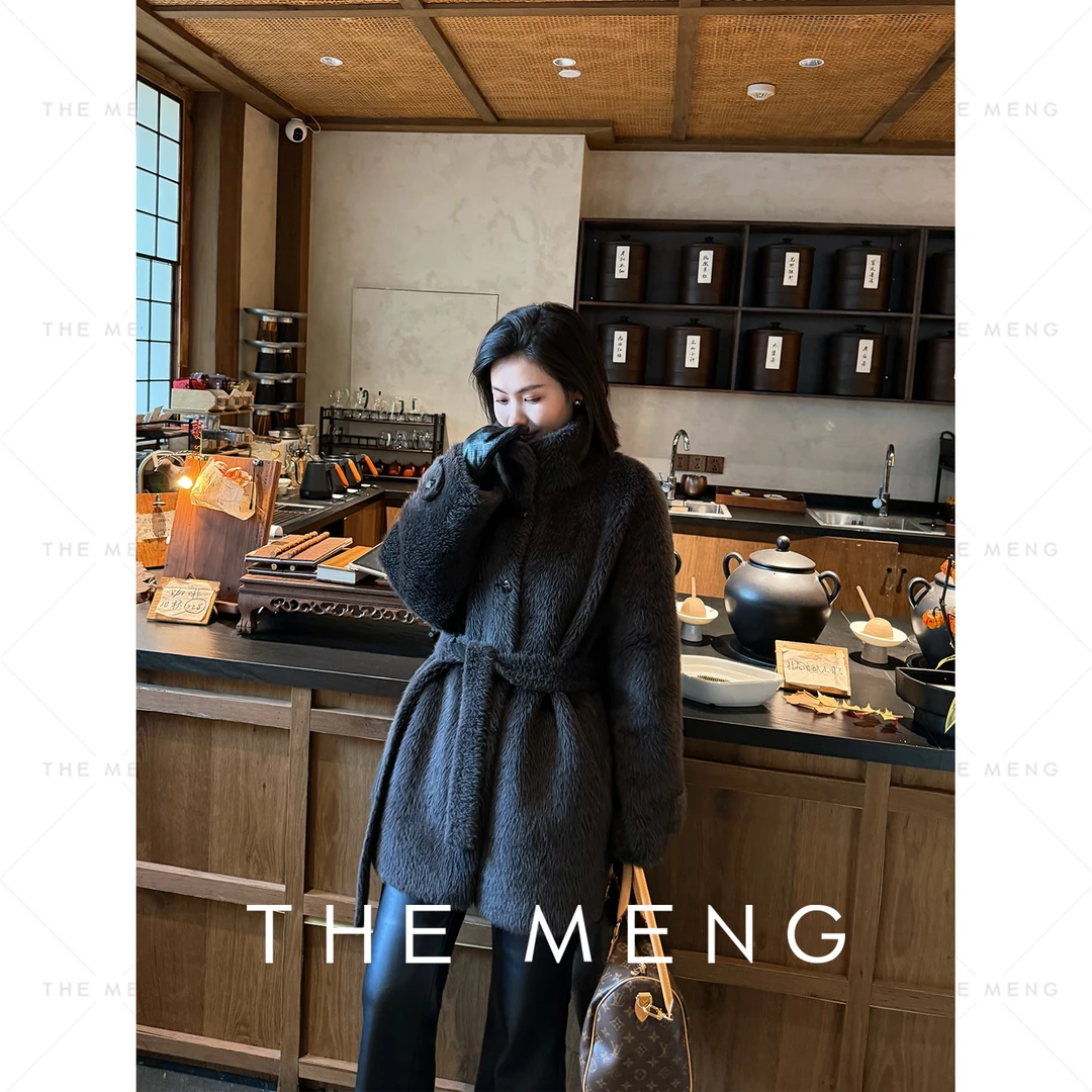 THE MENG【咖啡】高克重绵羊毛剪毛中古毛毛外套#M254A1778 DN