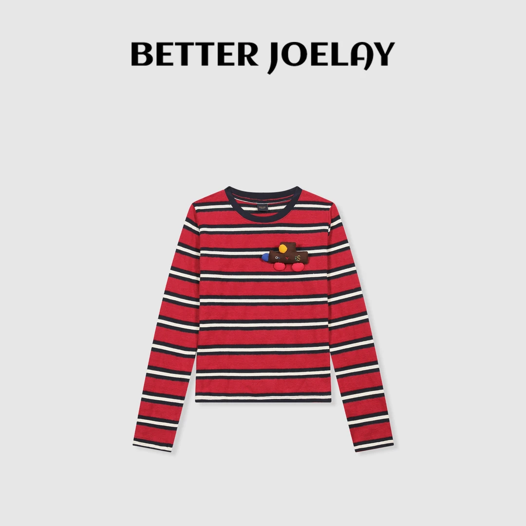 BETTER JOELAY-【动力火车】时尚百搭休闲T恤长袖慵懒简约KH1298