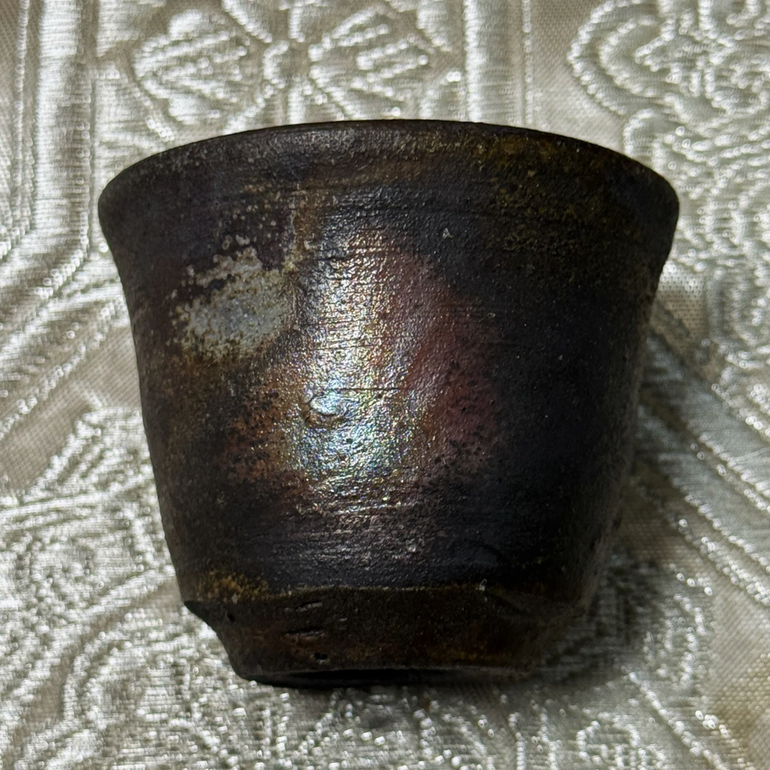 魅夜·末石泰节（已闭窑）·日本备前烧·柴烧·茶杯·主人杯·压手杯