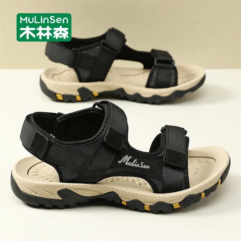 木林森沙滩鞋男款2025新款夏季外穿涉水凉鞋厚底防滑休闲凉鞋男士