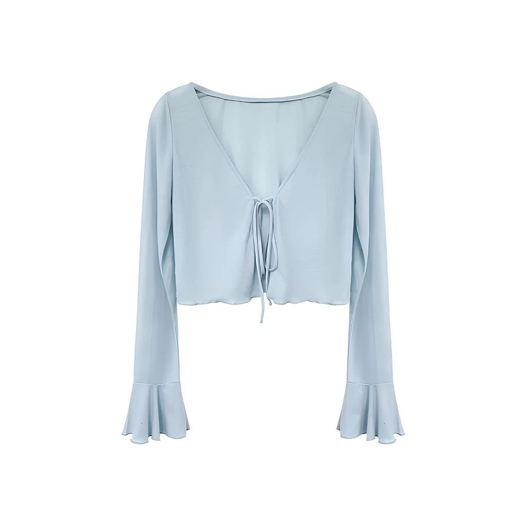 依漾Y-【蓝色开衫】夏季新款宽松休闲时尚百搭薄款长袖开衫罩衫