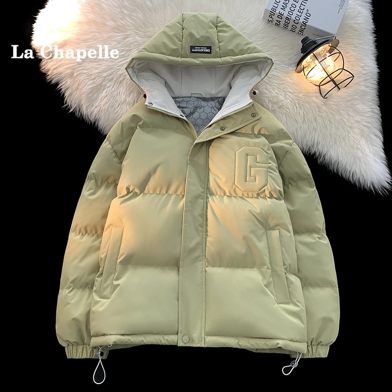 拉夏贝尔连帽棉服男女同款秋冬季2024新款加厚保暖宽松棉衣外套C6