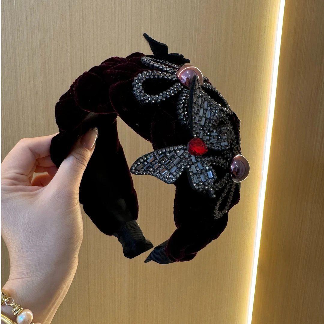 首仕 原创设计【6719】丝绒黑色蝴蝶结秋冬气质百搭发箍