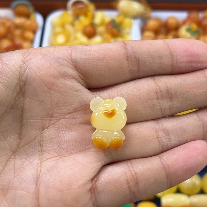 琥珀未镶嵌裸石卡20加可爱小熊