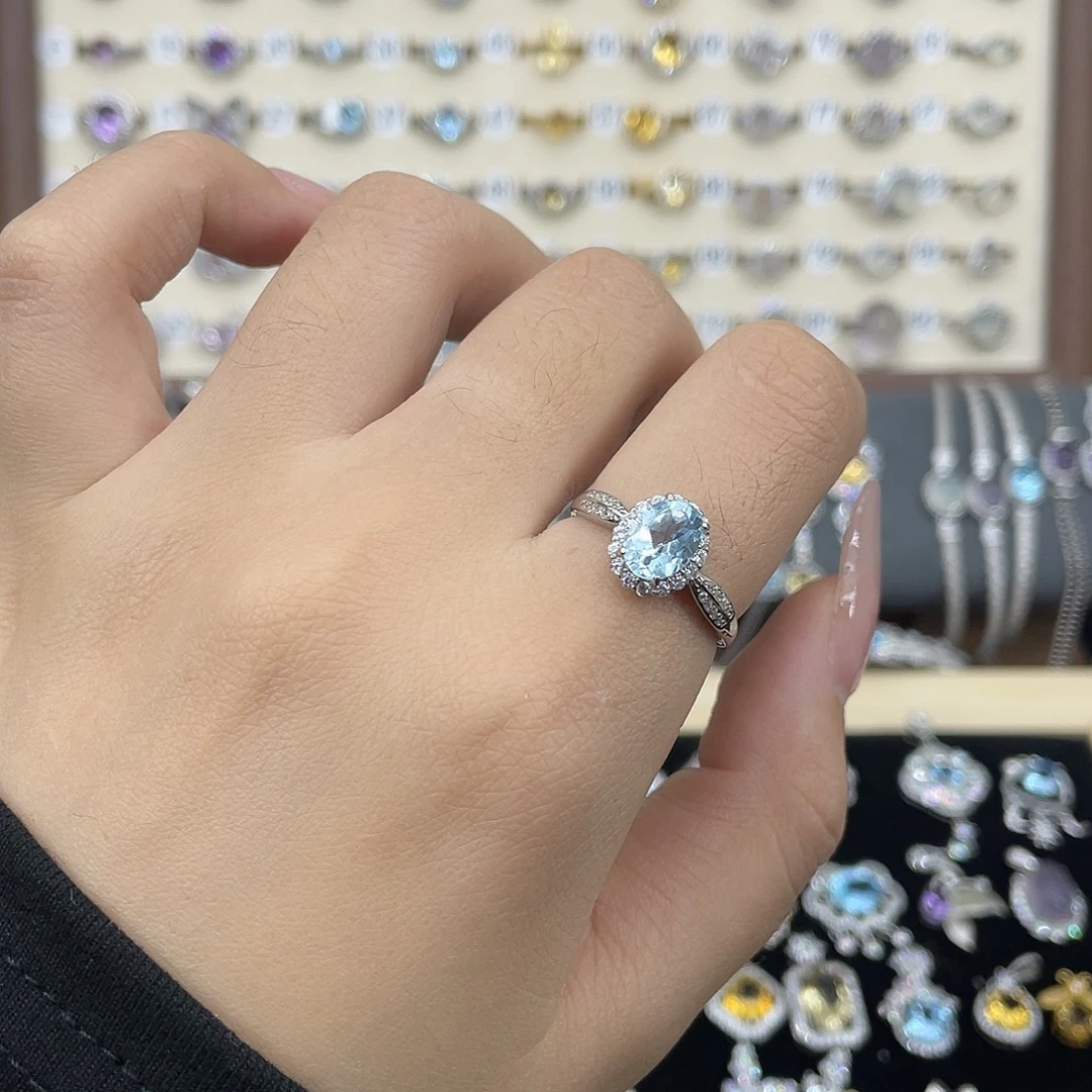 托帕石银S925镶嵌戒指