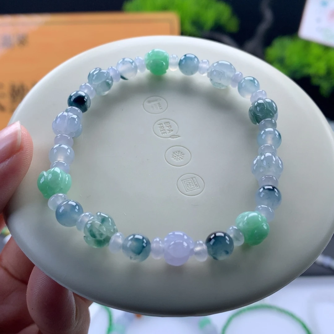 翡翠未镶嵌手链卡4.7～6～7.9