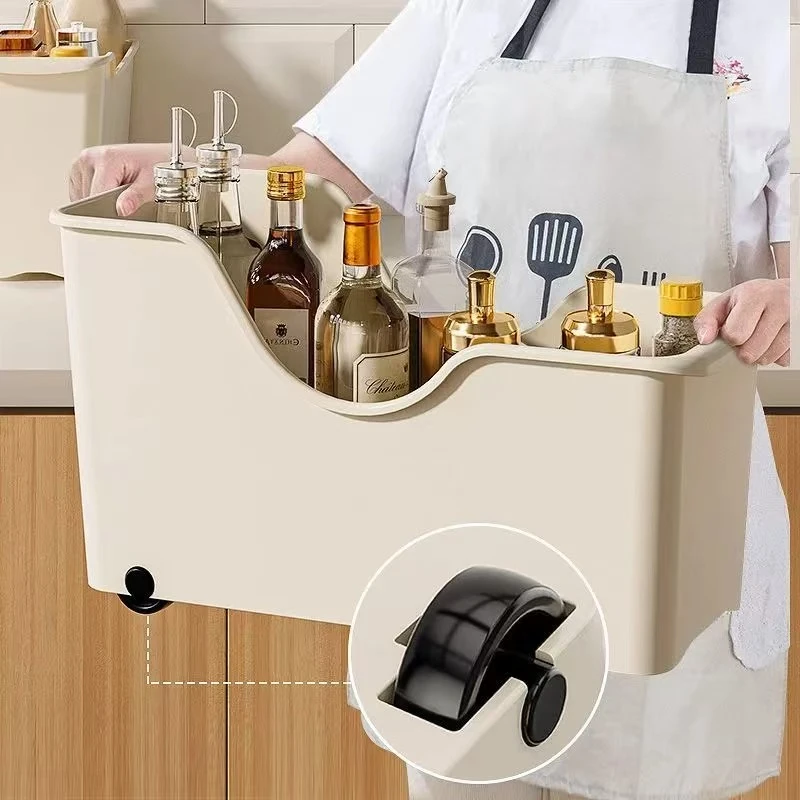 A厨房锅具收纳盒锅盖调料带轮下水槽橱柜多功能收纳架储物整理