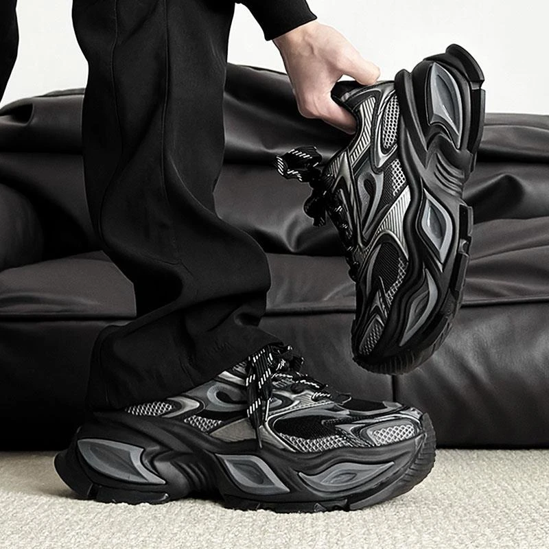 黑武士猫眼异瞳老爹鞋男情侣厚底增高网面休闲鞋国潮百搭运动鞋女