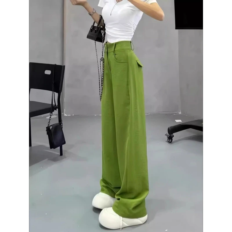 欧洲站百搭别致垂感直筒阔腿裤女2025夏季新款时尚洋气高腰休闲裤