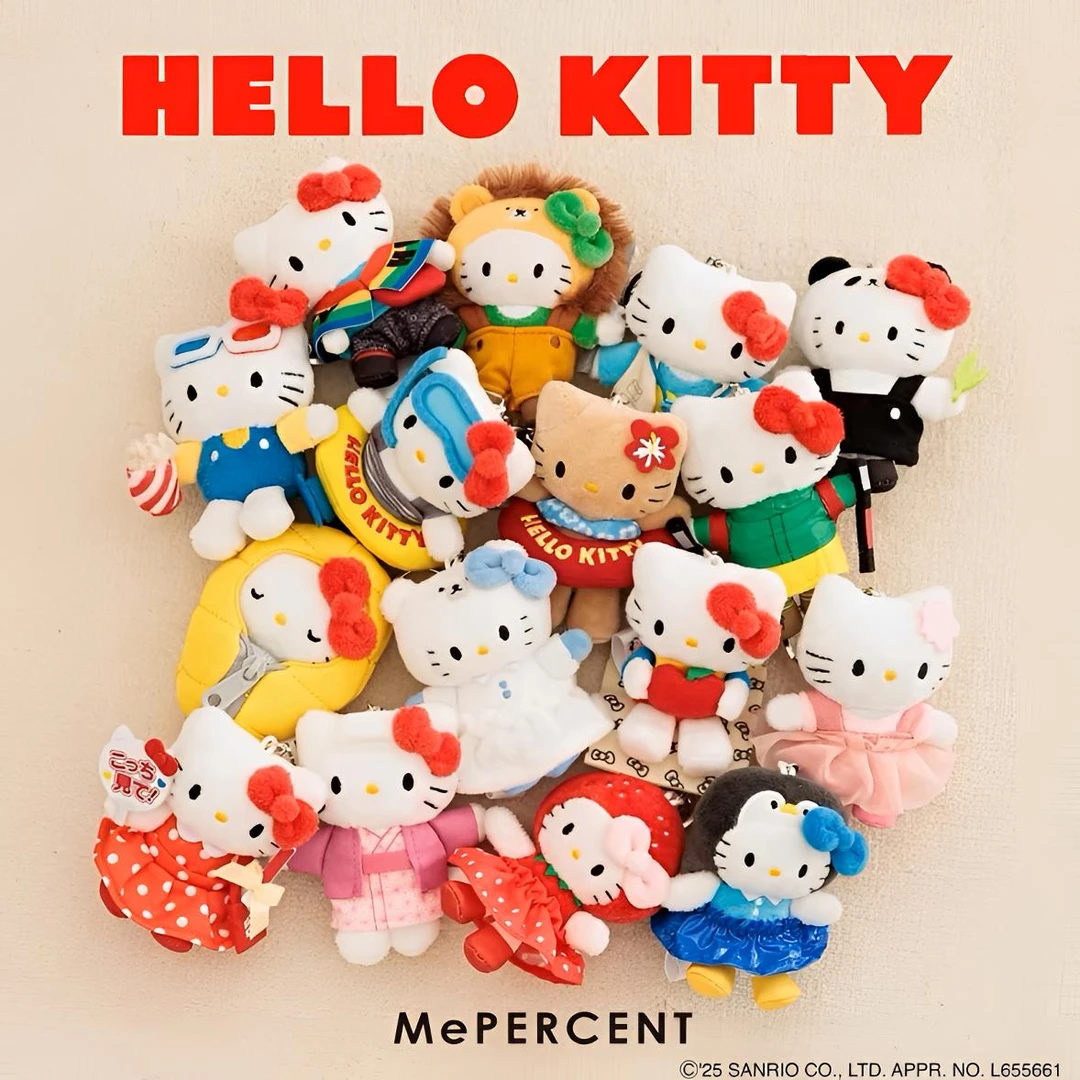 日本三丽鸥正品Kitty&Me%联名款第四弹毛绒钥匙扣收藏挂件(直邮)