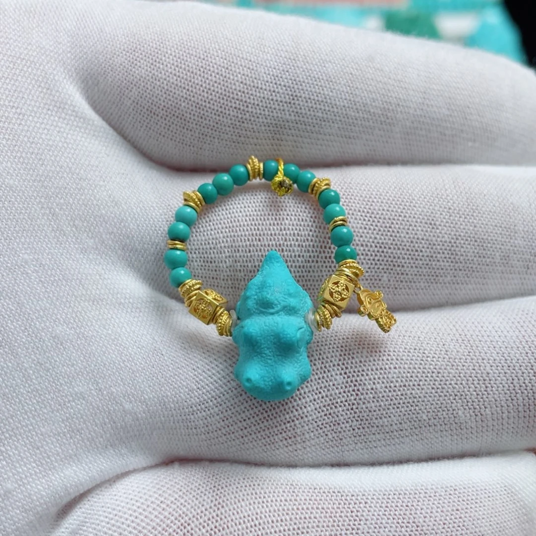 绿松石18K金镶嵌珠宝奇石