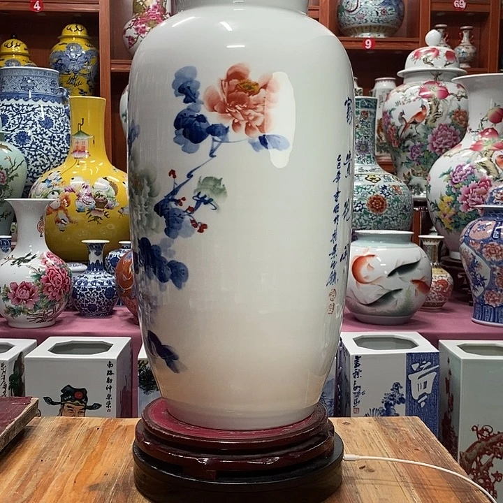 中****景德镇陶瓷手工手绘花瓶摆件