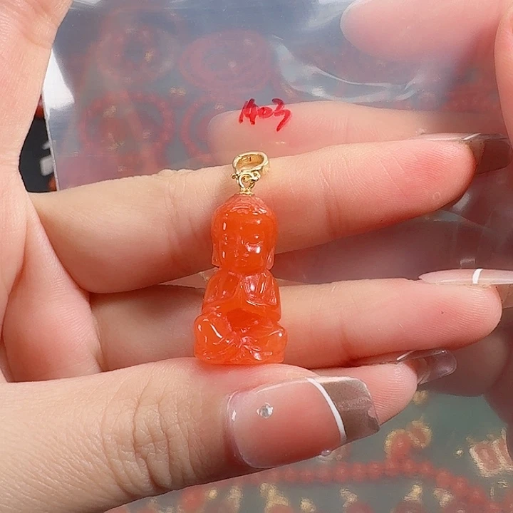 南红玛瑙银S925镶嵌吊坠