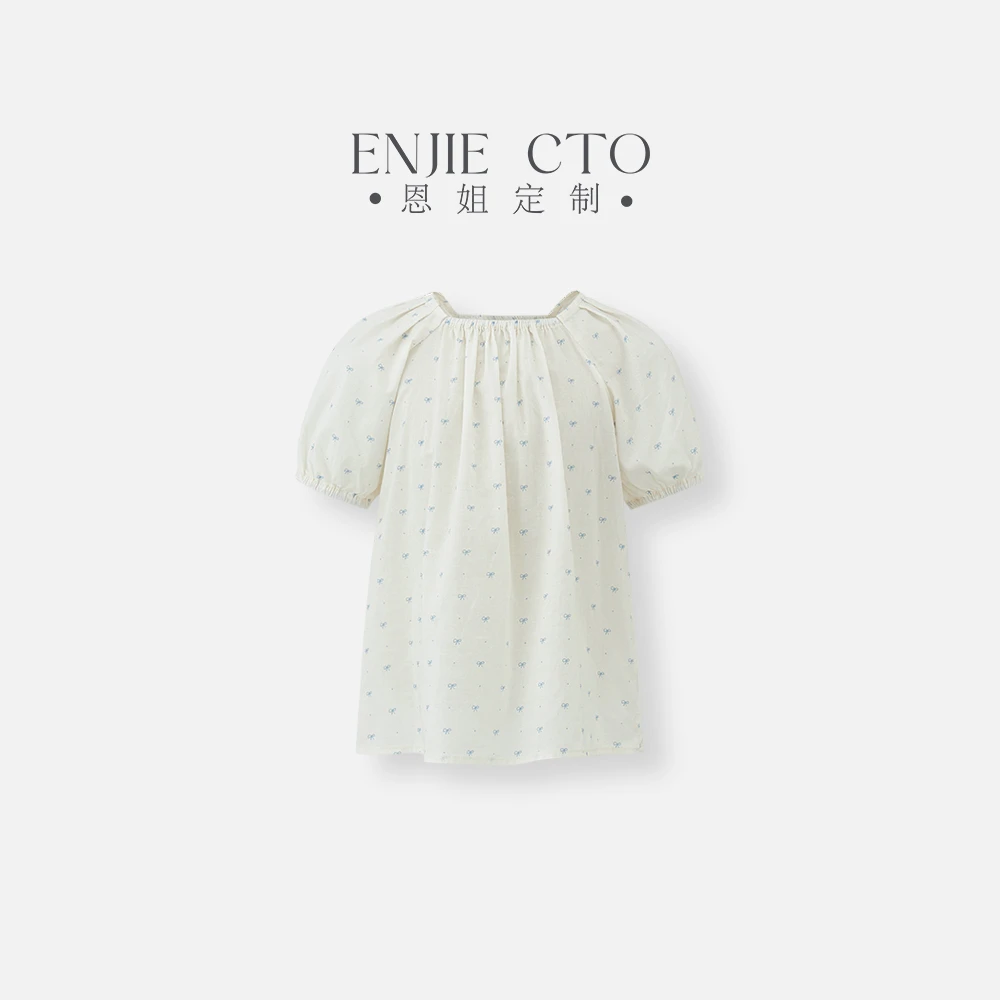 【恩姐定制】夏季童装女童百搭气质设计刺绣T恤小衫ENCK086