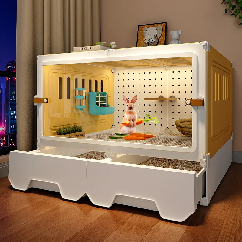 全景兔子笼子带厕所家用大号防喷尿兔别墅冬天室内专用侏儒兔笼