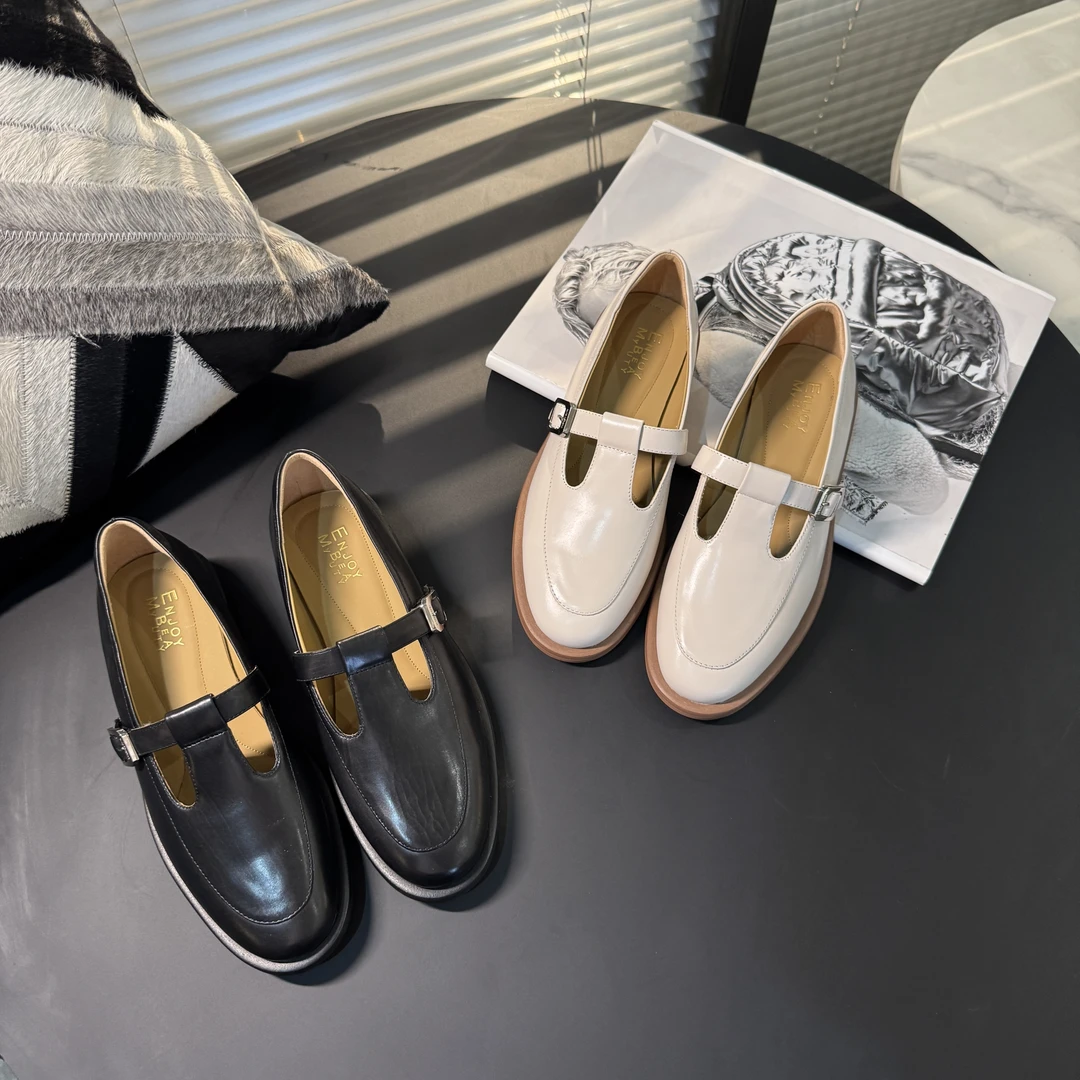 EM2025春夏新款玛丽珍英伦风小皮鞋平底单鞋耐脏皮鞋百搭复古
