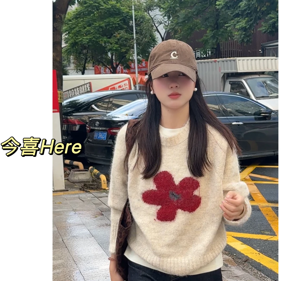 今喜Here.一朵花.秋冬韩版马海毛宽松慵懒感显瘦百搭宽松毛衣