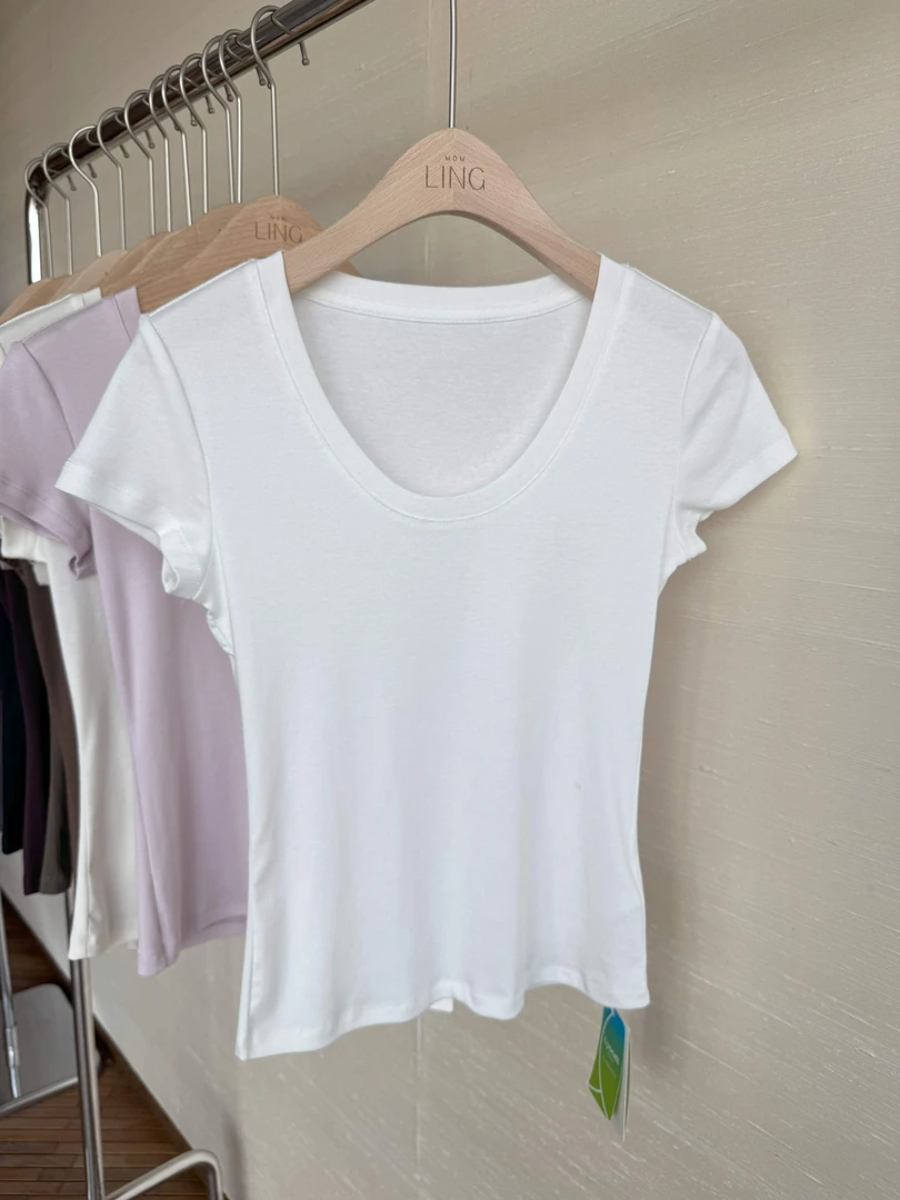 【U领T-夏季百搭T恤#19540】