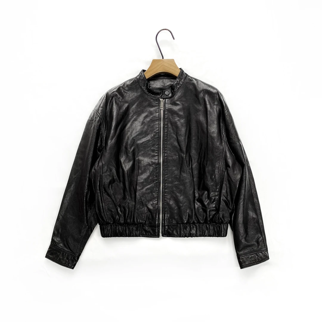 意大利油蜡摔纹小羊皮皮衣外套高奢无补（230911）20922