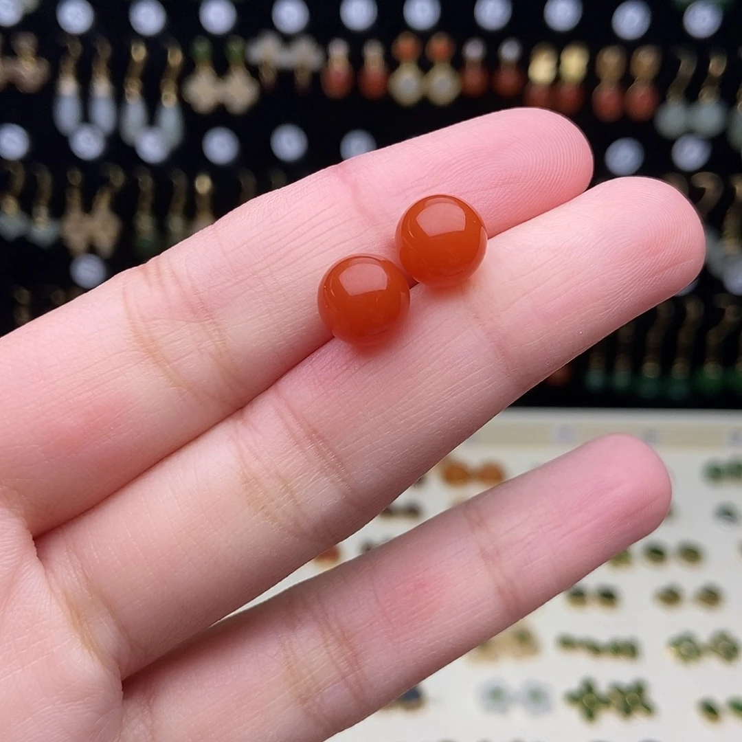 和田玉银S925镀金镶嵌耳饰