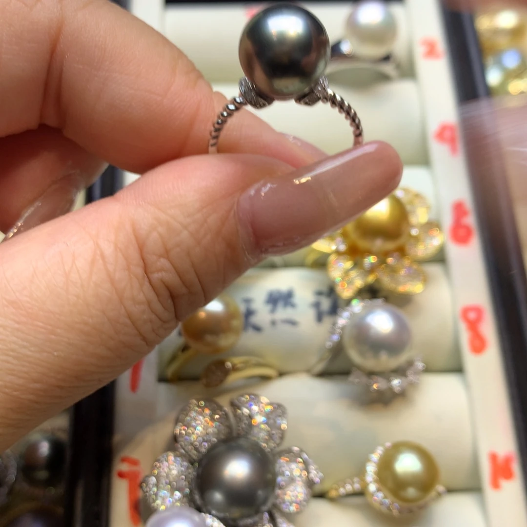 银S925镶嵌戒指海水珍珠